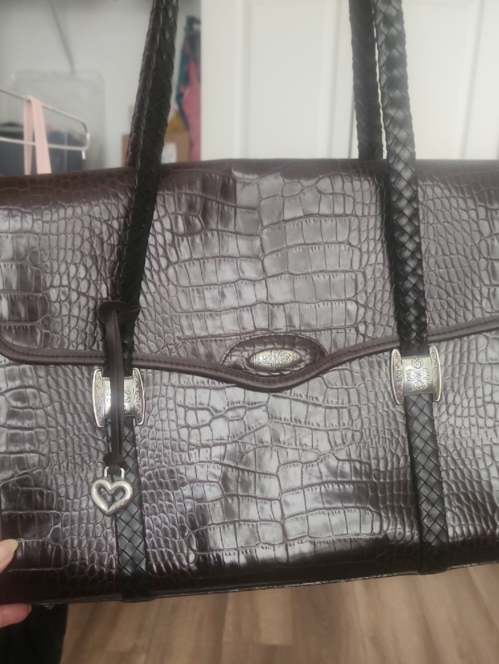 NWOT Brighton Leather Laptop Briefcase with Silver Embellishmets